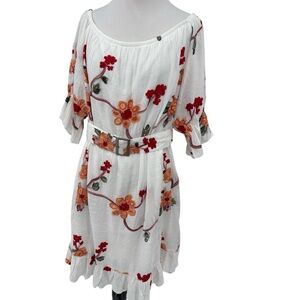 J. Gee embroidered Peasant belted fully lined dress-Size Small